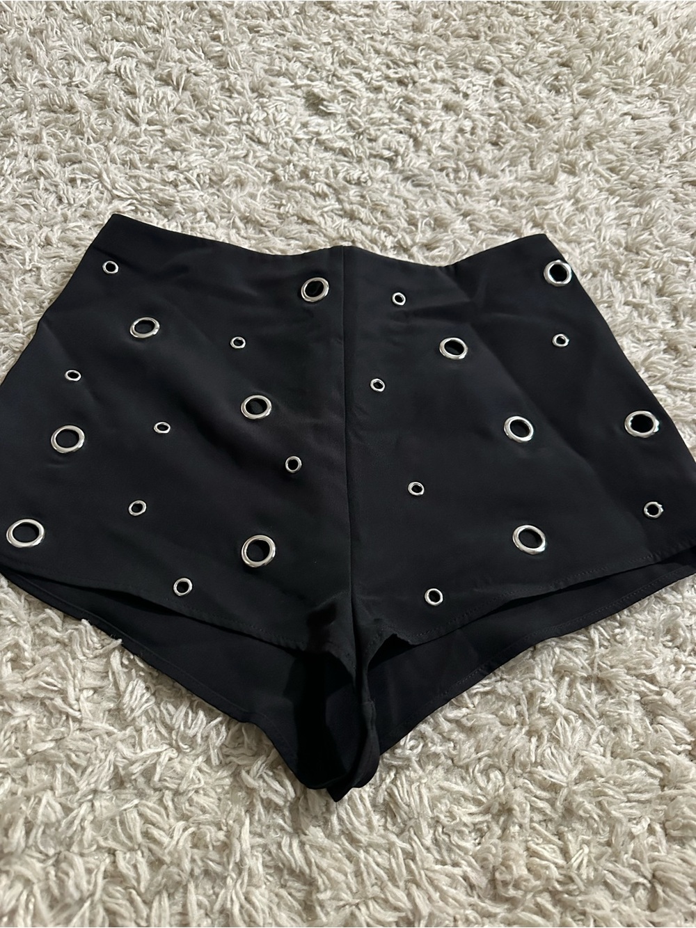 ASOS Black High-Waist Eyelet Grommet Shorts